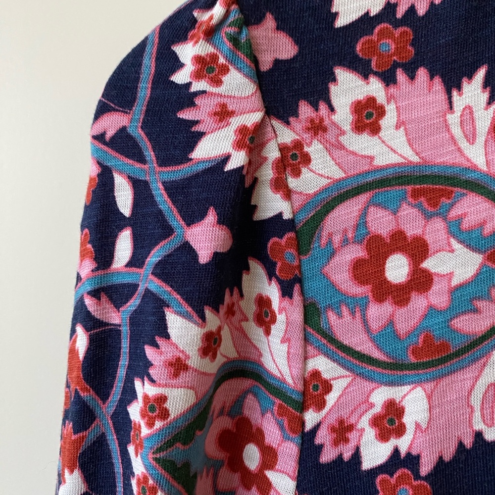 Boden Floral Jersey Midi Dress 10L | Long Sleeve V-Neck | Cotton TENCEL - Picture 6 of 11